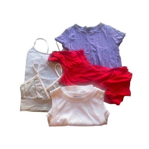 5 piece lot casual solid crop tops t-shirts S forever 21 cami tank - Picture 1 of 8